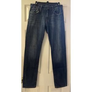 Lucky Brand Dark Blue Distressed Tinted Jeans 221 Orig Straight Sz 30W 34L 30x34